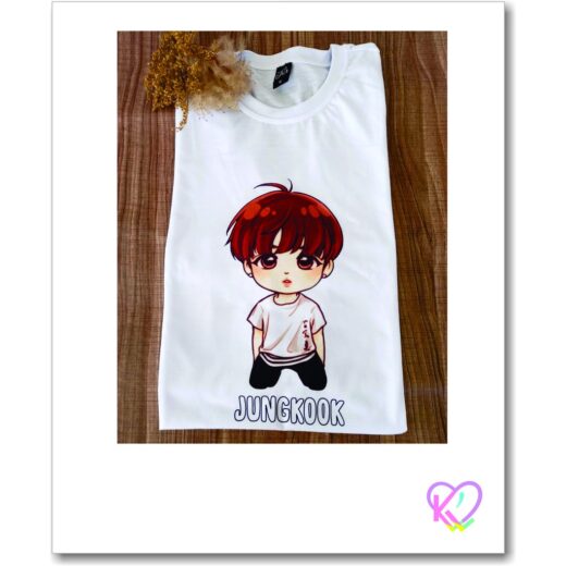 Camiseta básica UNISSEX Jungkook versão desenho - JK BTS - Grupo kpop