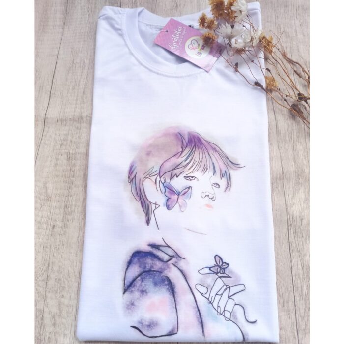 Camiseta Unissex Tae ( V ) BTS Aquarela – Grupo Kpop