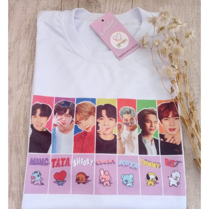 Camiseta Unissex BTS + BT21 Grupo Kpop