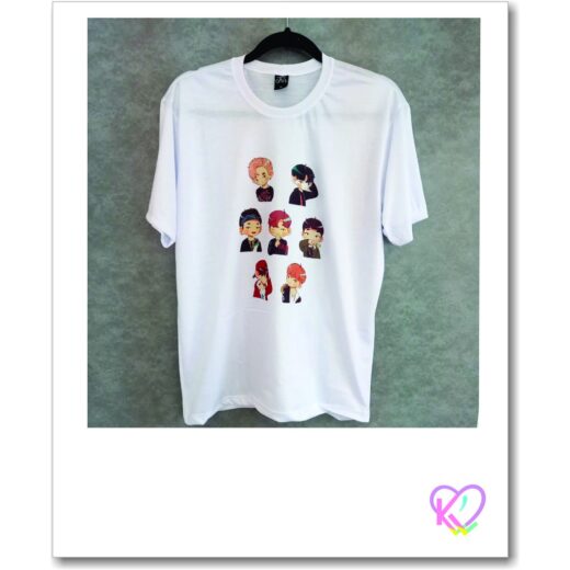 Camiseta básica BTS  ( grupo Kpop ) versão desenho animado - Bangtan de todos os integrantes UNISSEX - Image 2