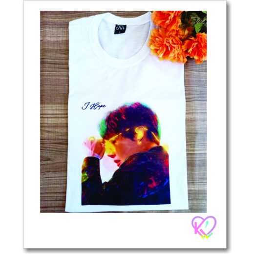 Camiseta Básica Unissex Kpop  J. Hope Neon aquarelada BTS em malha fria