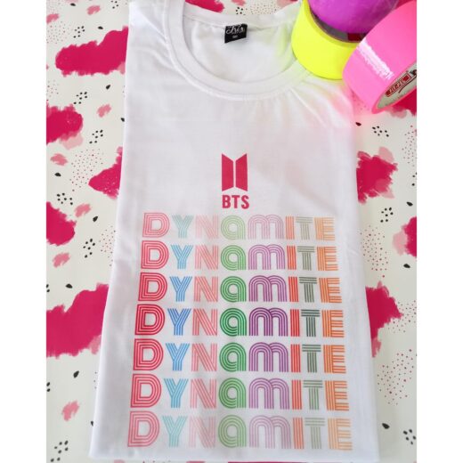 Camiseta Basica Kpop BTS Dynamite line - em malha fria Álbum Be