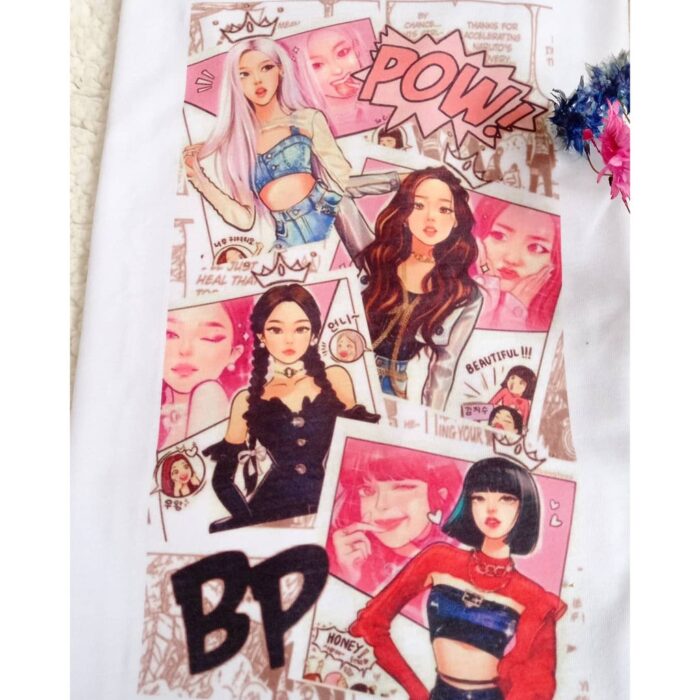 Camiseta Unissex BlackPink Desenho Quadrinhos