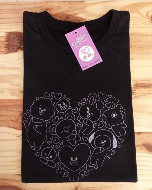 Camiseta coração Mascotes  BT21 - BTS