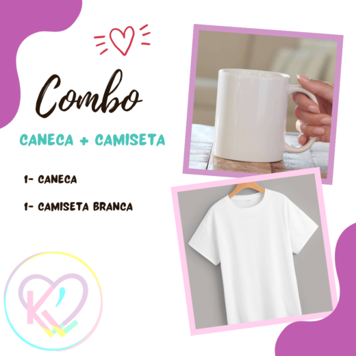 Kit Camiseta branca com caneca