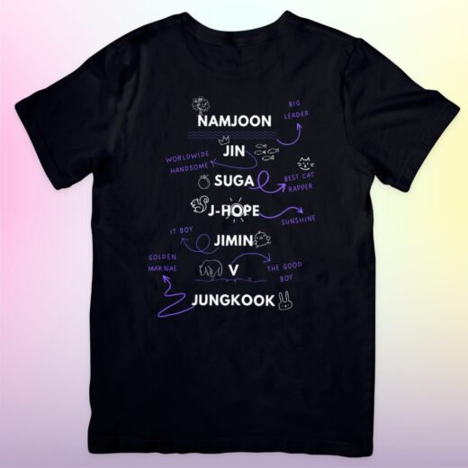 Camiseta BTS O7 - Logo e nomes - Image 3