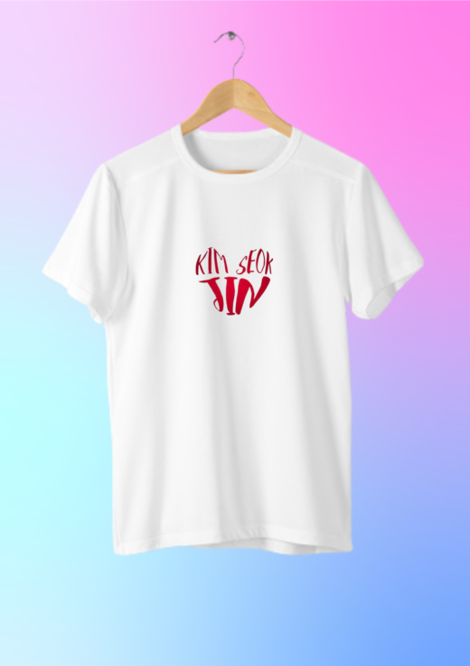 Camiseta unissex - Jin  ( Kim Seokijin ) coração - Grupo BTS - kpop