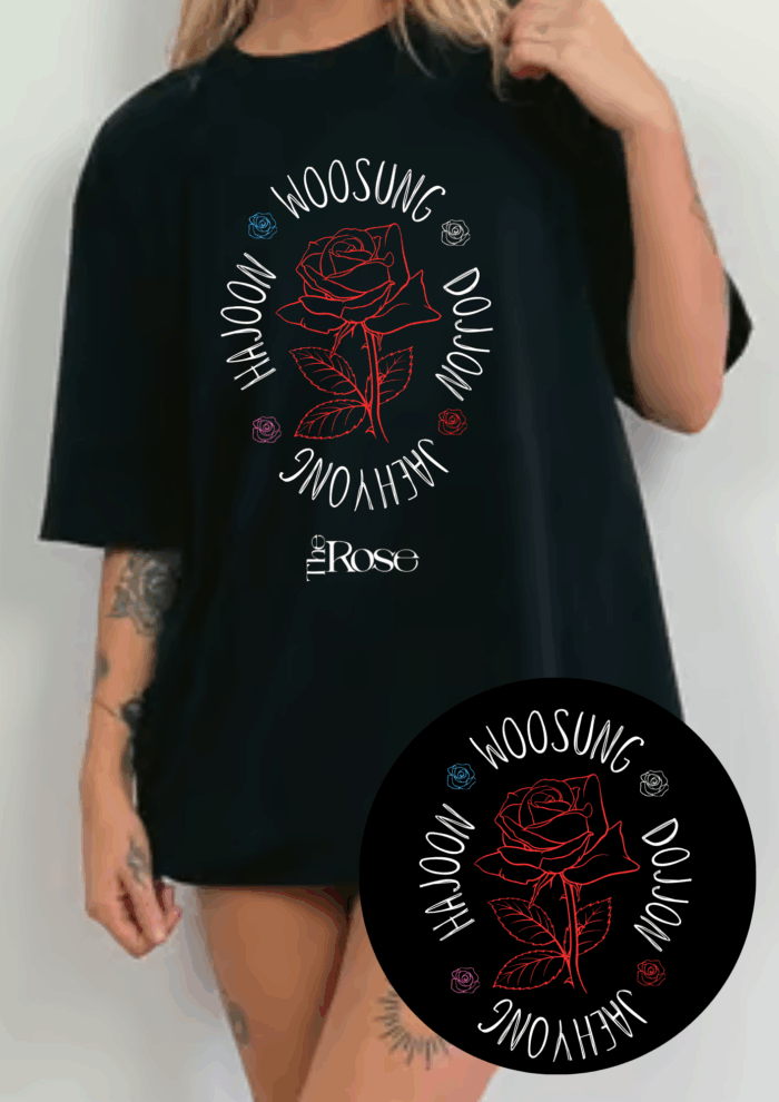 Camiseta The Rose Banda – Rosa com integrantes  – Kpop